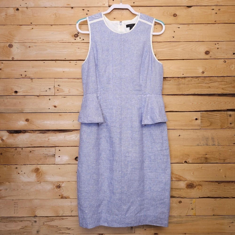 J. CREW Linen Peplum Dress Size 10